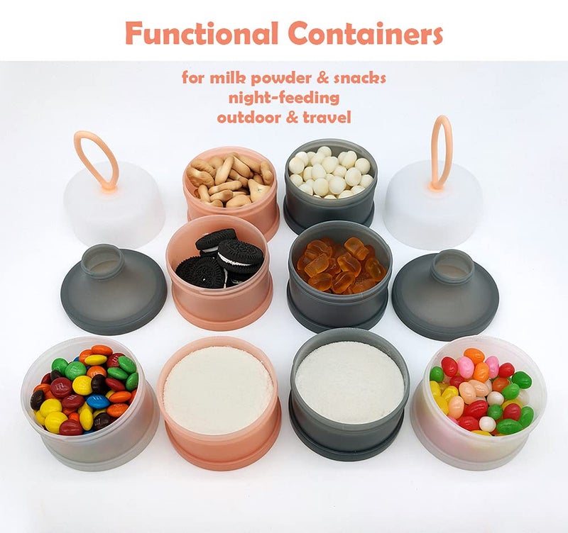 LADISO Baby Formula Dispenser, Formula Container, Portable Milk Powder Dispenser Container, Baby Feeding Travel Storage Container, Non-Spill Stackable Baby Snack Storage Container, BPA Free, 2 Packs - Image 3